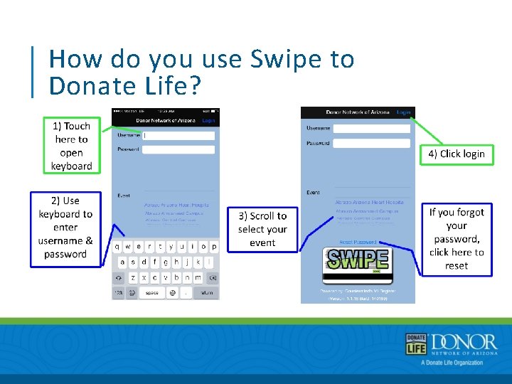 How do you use Swipe to Donate Life? 