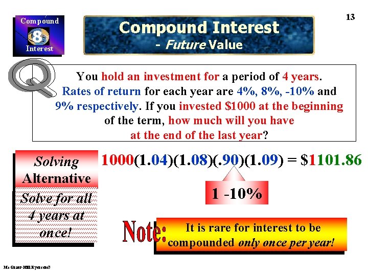 Compound 8 Interest Compound Interest 13 - Future Value You hold an investment for