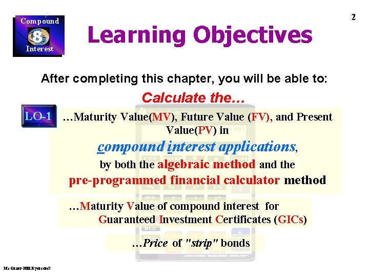 Compound 8 Interest Learning Objectives After completing this chapter, you will be able to: