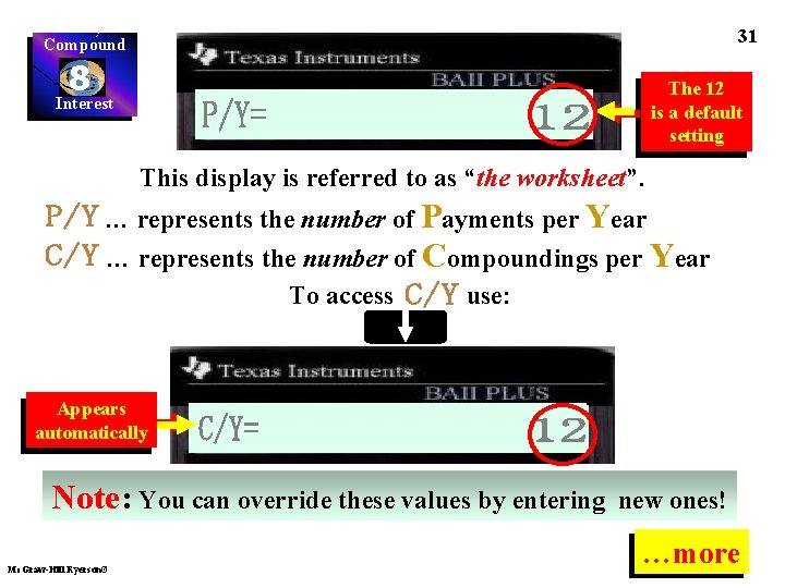 31 Compound 8 Interest The 12 is a default setting This display is referred
