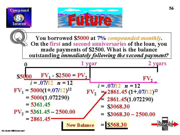 Compound 8 Interest You borrowed $5000 at 7% compounded monthly. On the first and