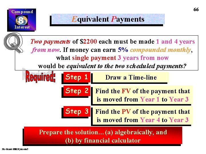 66 Compound 8 Interest Equivalent Payments Two payments of $2200 each must be made