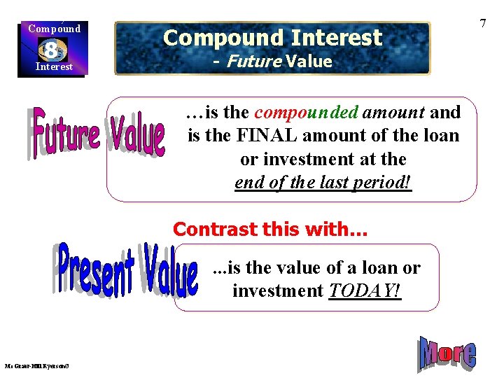 Compound 8 Interest Compound Interest - Future Value …is the compounded amount and is