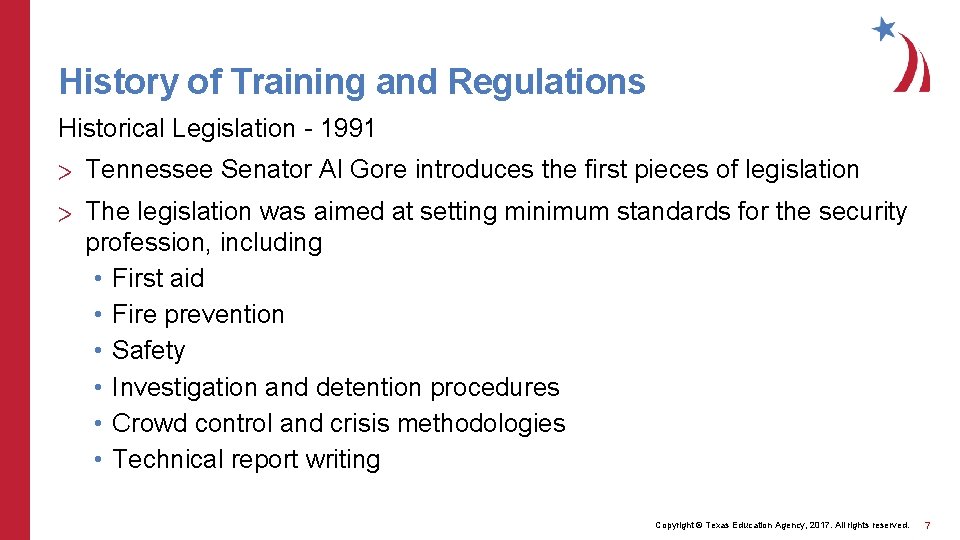 History of Training and Regulations Historical Legislation - 1991 > Tennessee Senator Al Gore