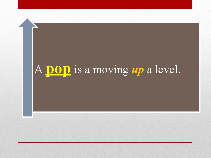  • A pop is a moving up a level. 
