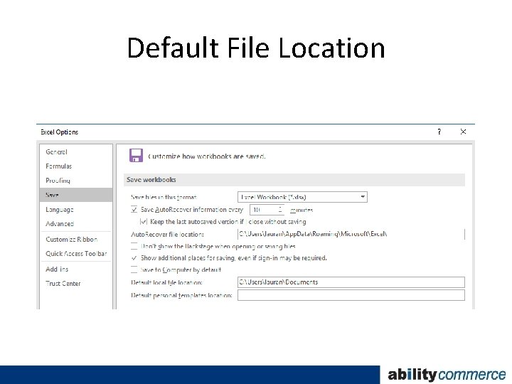 Default File Location 