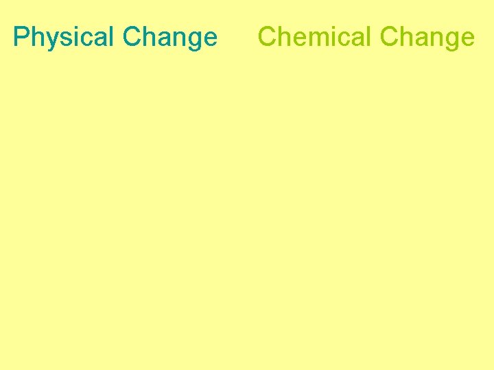 Physical Change Chemical Change 