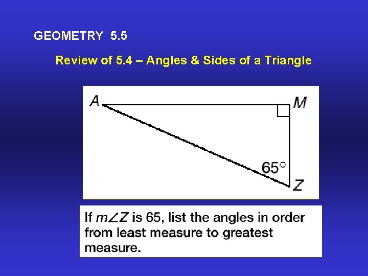 GEOMETRY 5 5 Review of 5 4 Angles