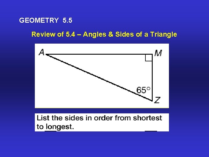 GEOMETRY 5 5 Review of 5 4 Angles