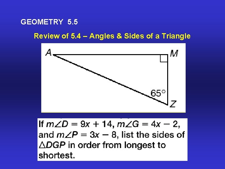 GEOMETRY 5 5 Review of 5 4 Angles