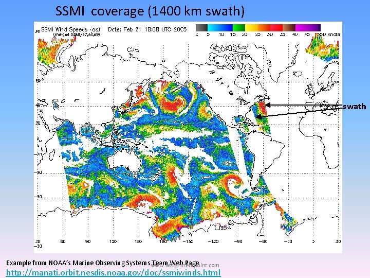 SSMI coverage (1400 km swath) swath Example from NOAA’s Marine Observing Systems www. assignmentpoint.