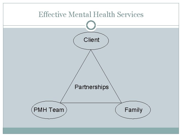 Effective Mental Health Services Client Partnerships PMH Team Family 