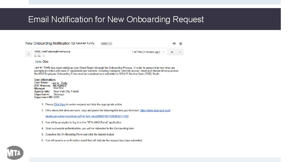Email Notification for New Onboarding Request 