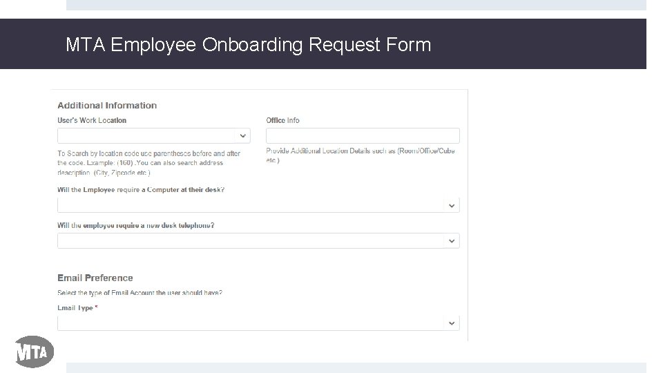 MTA Employee Onboarding Request Form 