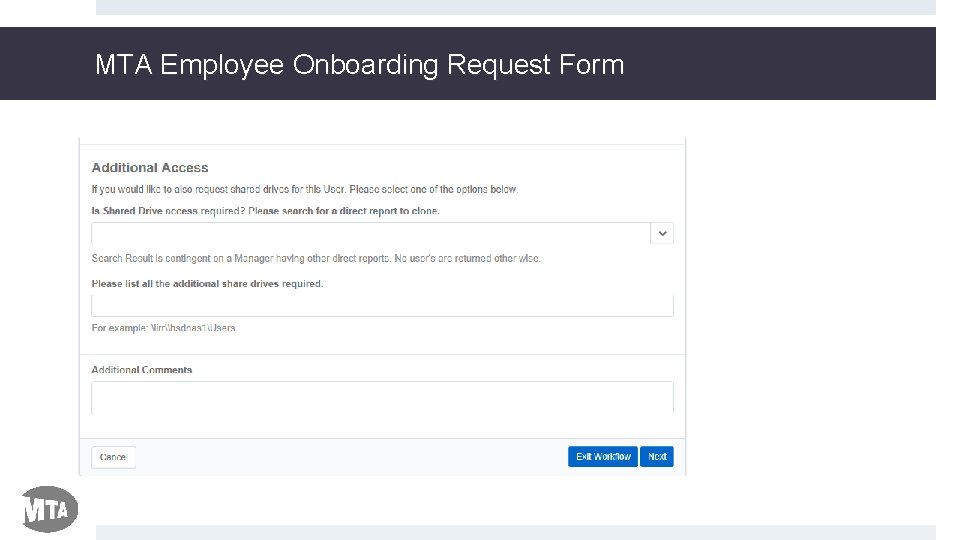 MTA Employee Onboarding Request Form 