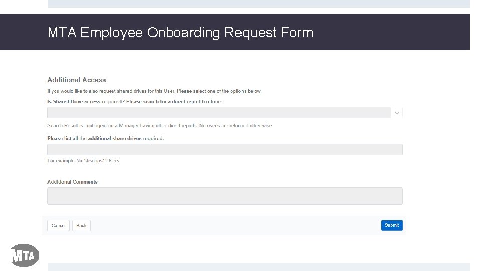 MTA Employee Onboarding Request Form 