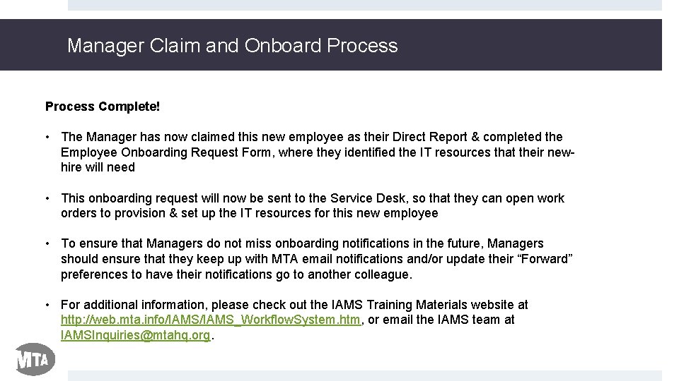 Manager Claim and Onboard Process Complete! • The Manager has now claimed this new