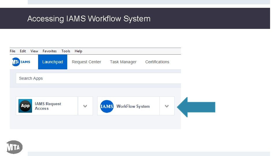 Accessing IAMS Workflow System 