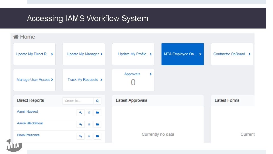 Accessing IAMS Workflow System 