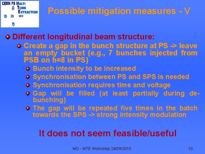 Possible mitigation measures - V Different longitudinal beam structure: Create a gap in the