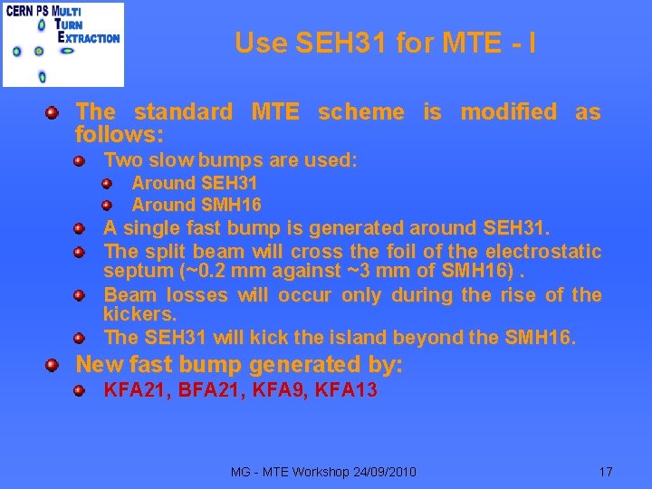 Use SEH 31 for MTE - I The standard MTE scheme is modified as