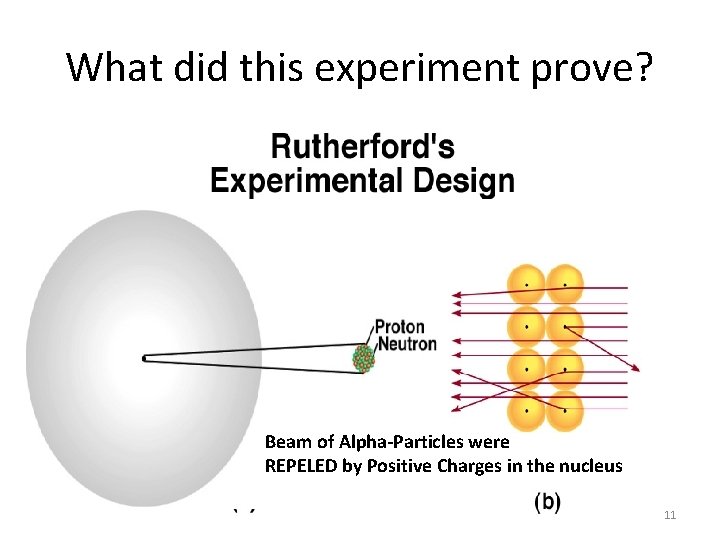 What did this experiment prove? Beam of Alpha-Particles were REPELED by Positive Charges in