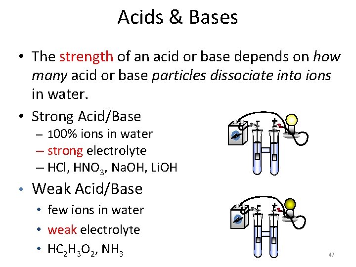 Acids & Bases • The strength of an acid or base depends on how