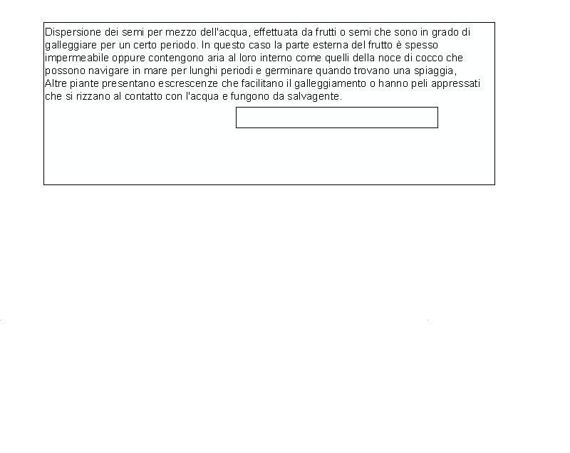 Dispersione dei semi per mezzo dell'acqua, effettuata da frutti o semi che sono in