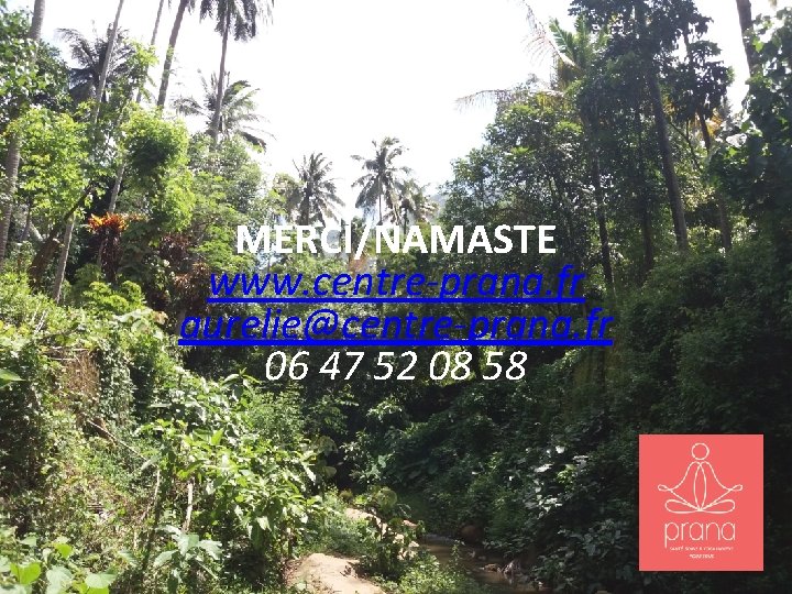 MERCI/NAMASTE www. centre-prana. fr aurelie@centre-prana. fr 06 47 52 08 58 