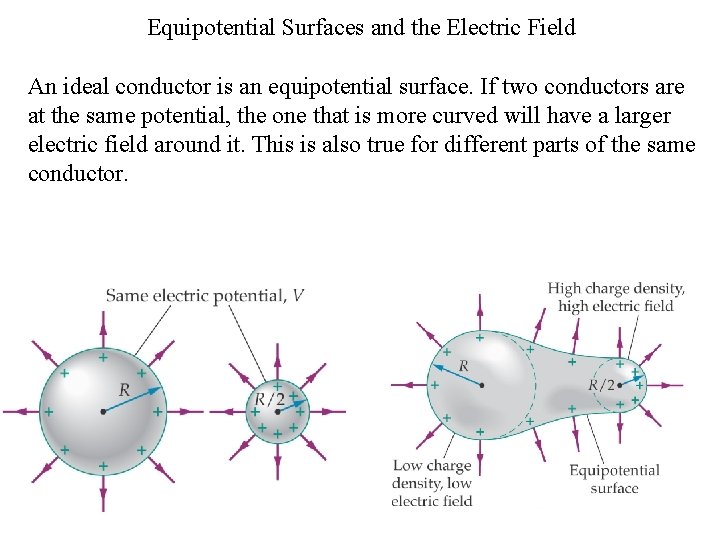 Equipotential Surfaces and the Electric Field An ideal conductor is an equipotential surface. If