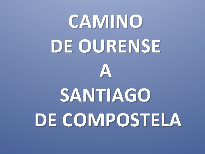 CAMINO DE OURENSE A SANTIAGO DE COMPOSTELA 