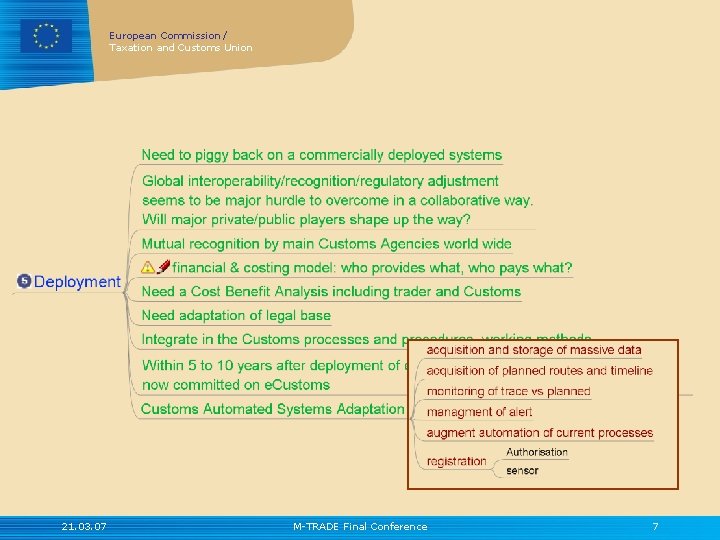 European Commission / Taxation and Customs Union 21. 03. 07 M-TRADE Final Conference 7