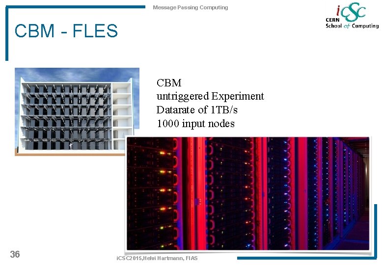 Message Passing Computing CBM - FLES CBM untriggered Experiment Datarate of 1 TB/s 1000