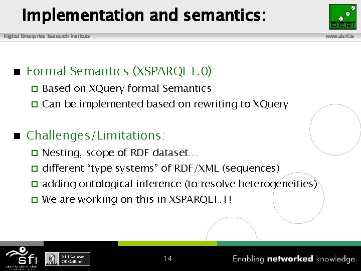 Implementation and semantics: Digital Enterprise Research Institute n n www. deri. ie Formal Semantics