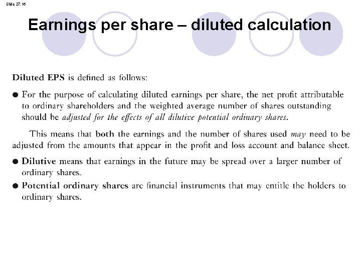 Slide 27. 16 Earnings per share – diluted calculation 