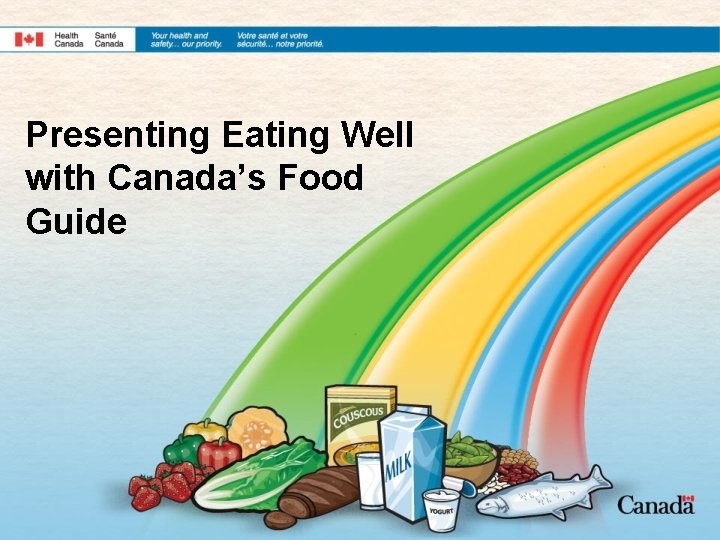 Presenting Eating Well with Canada’s Food Guide 