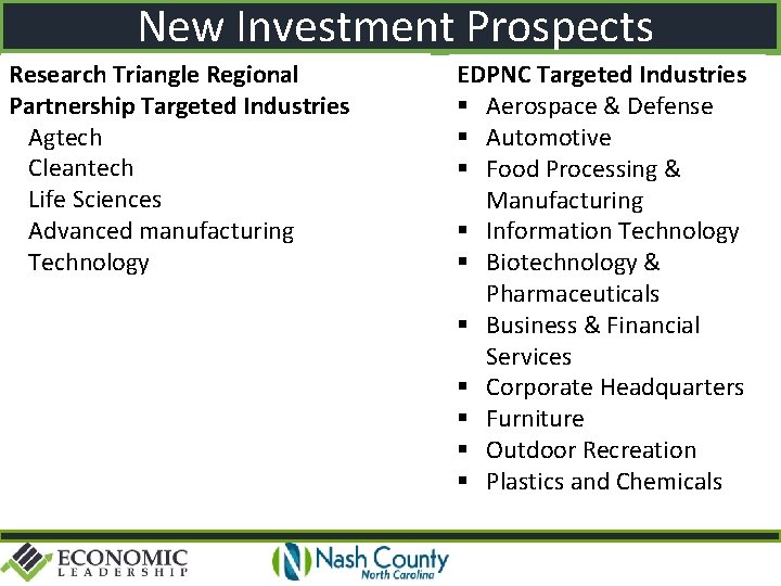 New Investment Prospects Research Triangle Regional Partnership Targeted Industries Agtech Cleantech Life Sciences Advanced