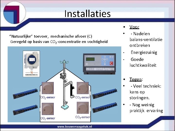 Installaties “Natuurlijke” toevoer, mechanische afvoer (C) Geregeld op basis van CO 2 -concentratie en