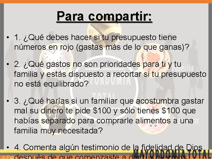 Para compartir: • 1. ¿Qué debes hacer si tu presupuesto tiene números en rojo