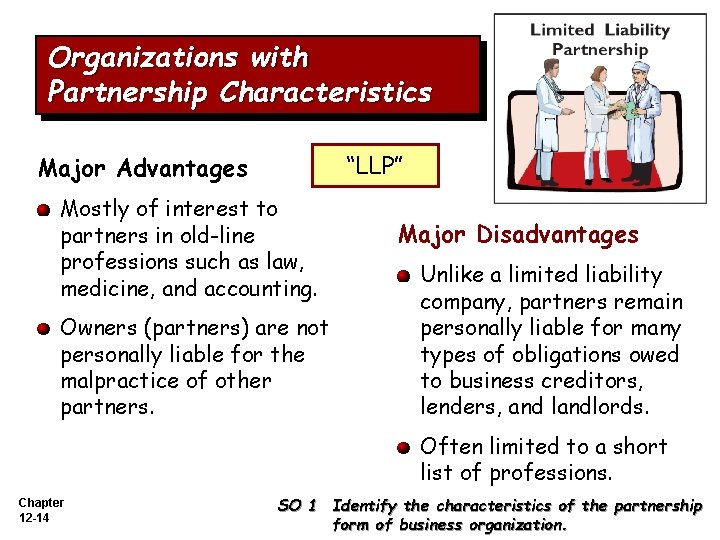 Organizations with Partnership Characteristics “LLP” Major Advantages Mostly of interest to partners in old-line