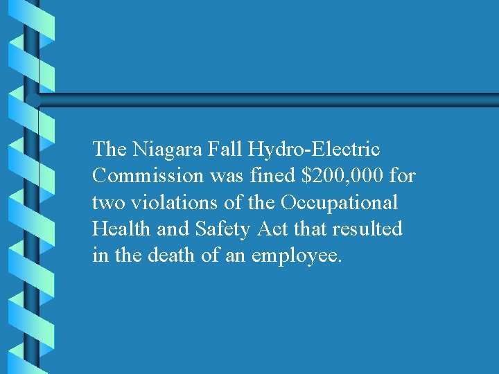 The Niagara Fall Hydro-Electric Commission was fined $200, 000 for two violations of the