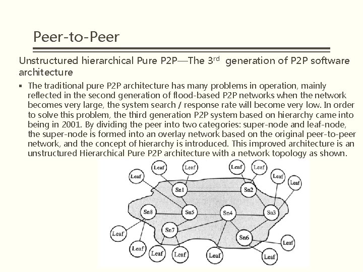 Peer-to-Peer Unstructured hierarchical Pure P 2 P—The 3 rd generation of P 2 P