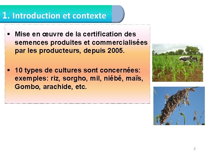 1. Introduction et contexte § Mise en œuvre de la certification des semences produites