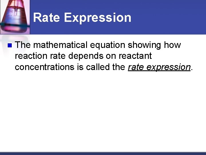Chemical Kinetics TURN ON SPECs NOW First things