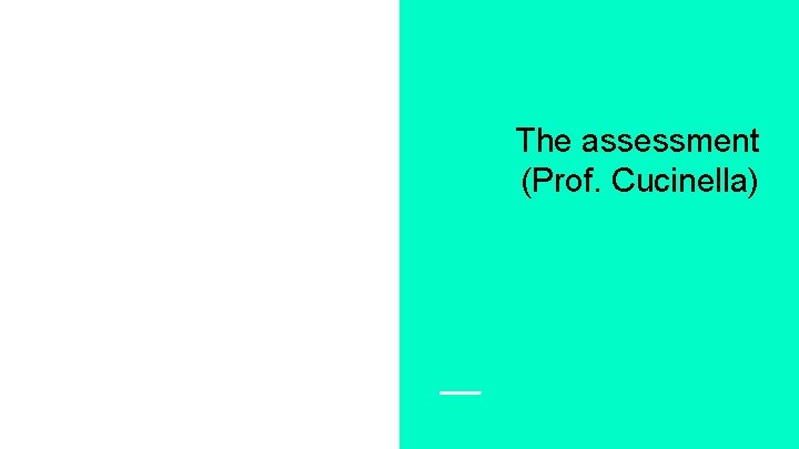 The assessment (Prof. Cucinella) 