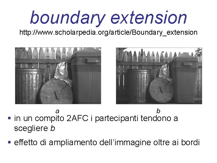 boundary extension http: //www. scholarpedia. org/article/Boundary_extension § in un compito 2 AFC i partecipanti