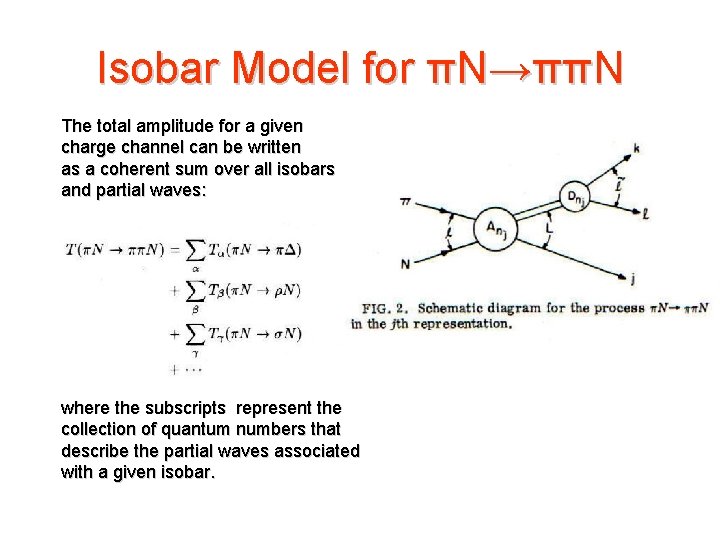 Isobar Model for πN→ππN The total amplitude for a given charge channel can be