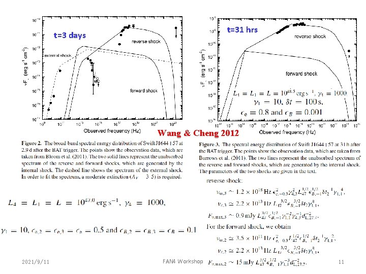 t=31 hrs t=3 days Wang & Cheng 2012 2021/9/11 FAN 4 Workshop 11 