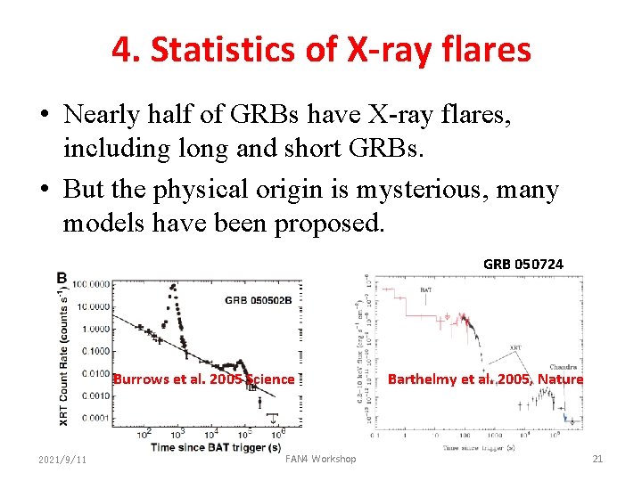 4. Statistics of X-ray flares • Nearly half of GRBs have X-ray flares, including