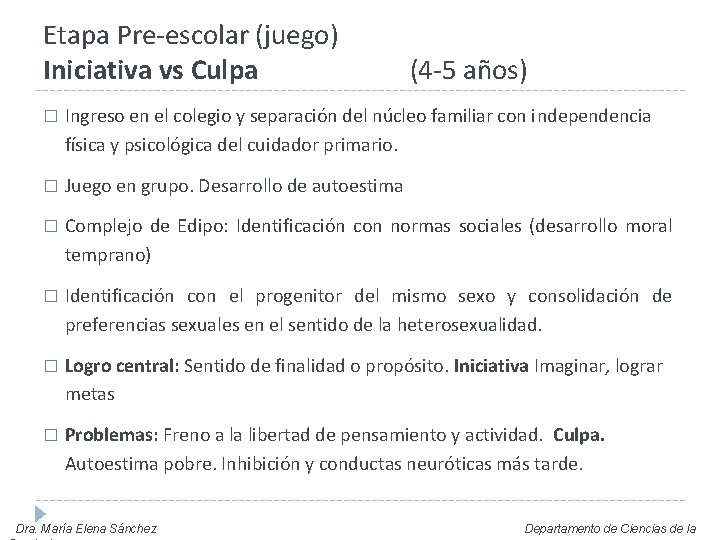 Etapa Pre-escolar (juego) Iniciativa vs Culpa (4 -5 años) � Ingreso en el colegio